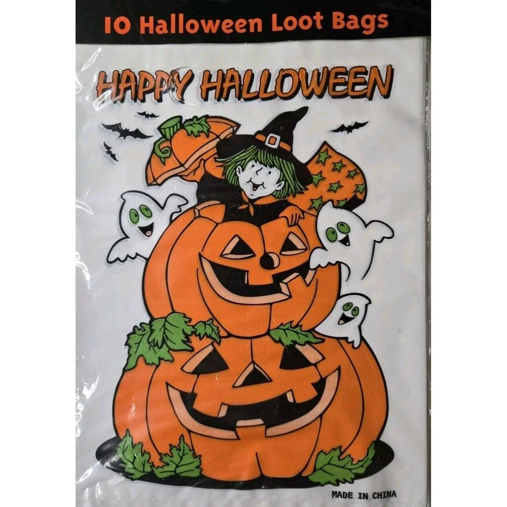 Vintage K-Mart Totally Ghoul Halloween Loot Bags Pack Of 10 (X3) Pumpkins Witch
